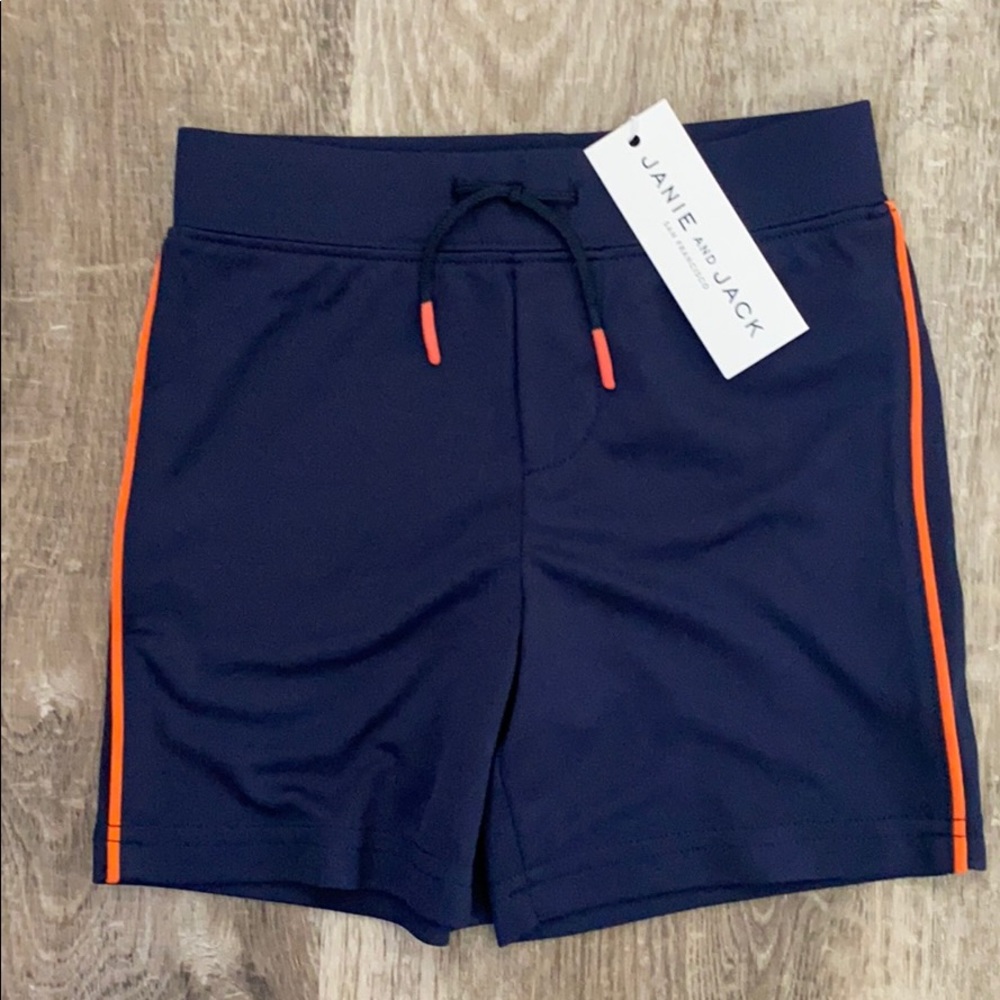 New Janie & Jack Silky Navy Swim Trunks 12-18M